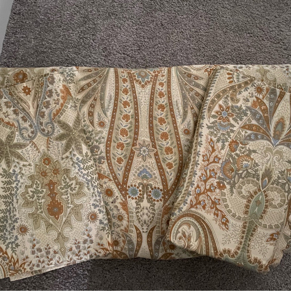 Pottery Barn Paisley Pillow in Cream, Brown, and Blue